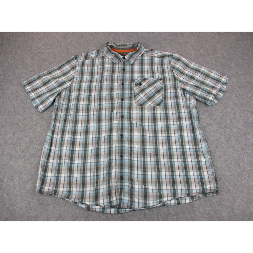 511 Tactical Shirt Mens Large Blue White Plaid Snap Button Up Pocket Lightweight